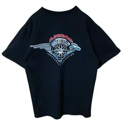 L バイカー バックプリント ビッグプリント アメリカン  ブラック 黒 Tシャツ レディース ユニセックス メンズ 古着 半袖 CHM