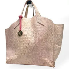 美品　FURLA フルラ　ハンドバッグ　クロコ型押し　レザー　薄ピンク