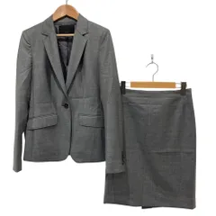 美品 iCB アイシービー ストレッチ テーラードジャケット スカート スーツ セットアップ サイズ７ グレー レディース 古着 中古 USED