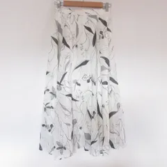 良品 UNITED ARROWS ユナイテッドアローズ フラワープリント シアー フレア マキシスカート 36 ホワイト レディース 古着 中古 USED