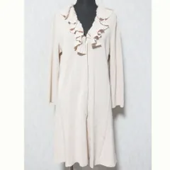 良品 TO BE CHIC トゥービーシック フリルカラー ニットカーディガン W5F70-574-12 サイズ40 ピンクベージュ レディース 古着 中古 USED