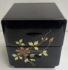 昭和レトロ　漆塗り　小物収納　木製　２段引き出し　収納棚