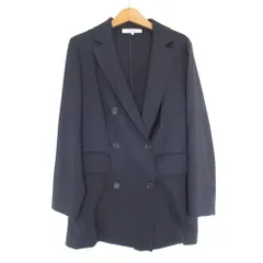 美品 UNTITLED アンタイトル ダブルブレスト ストレッチ テーラードジャケット 1 ダークネイビー レディース 古着 中古 USED
