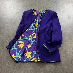 GK 伊太利屋 イタリヤ キルティング カーディガン ジャケット 金ボタン 金釦 内側花柄 レディース 13B2