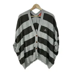 ヴィヴィアンウエストウッドレッドレーベル カーディガン サイズ2 M レディース - ライトグレー×カーキ 七分袖/ボーダー/ラメ