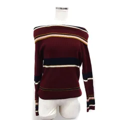 ヘザー Heather オフショルダーラップ リブ ニット セーター 長袖 配色 F レッド 赤 /FT9