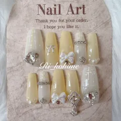 ネイルチップ　現品　フレンチガーリー　ちゅるん　ニュアンス　バレエコア　ワンホン　韓国　メンカラ　推しネイル　y2k  夢かわ　ツイード　バレエコア　イエロー　黄色　メンカラ