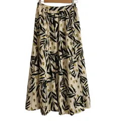 美品 JOURNAL STANDARD ジャーナルスタンダードレリューム フラワープリント ロングイージースカート Fサイズ アイボリー グリーン レディース 古着 中古 USED