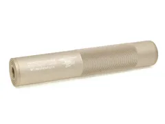【ワケアリ】【14mm正/逆ネジアウターバレル両対応】MILITARY-BASE(ミリタリーベース)198mm アルミサイレンサー/TAN◆マークスマン 吸音スポンジ付属 NSWC刻印のサムネイル