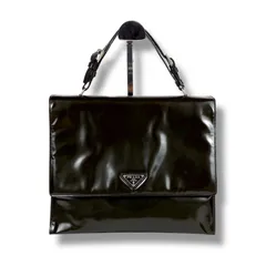 PRADA プラダ　トップハンドルバッグ　ワンショルダーバッグ　ディープグリーン　深緑　エナメル　パテントレザー