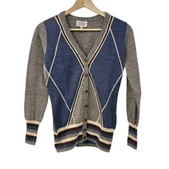 ヴィヴィアンウエストウッドレッドレーベル カーディガン サイズ2 M レディース美品  - ベージュ×ブルー×ブラウン 長袖