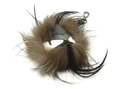 ■新品同様■ FENDI フェンディ モンスター バッグバグズ ファー×レザー バッグチャーム キーホルダー ブラウン系×グレー系 FU3417