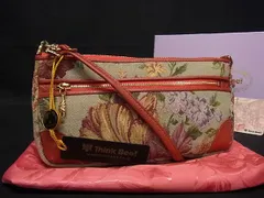 ■新品■未使用■ Think Bee! シンクビー！ ゴブラン織り×レザー  花柄 クロスボディ ショルダーバッグ 斜め掛け レッド系 FU5382