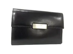 ■極美品■ PRADA プラダ レザー 三つ折り 財布 ウォレット 札入れ 小銭入れ カード入れ レディース メンズ ブラック系 FT3386