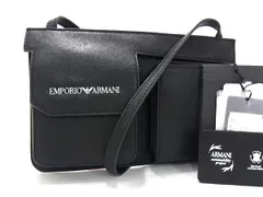 ■新品■未使用■ EMPORIO ARMANI エンポリオアルマーニ レザー クロスボディ ショルダーバッグ ポーチ ブラック系 BS1446