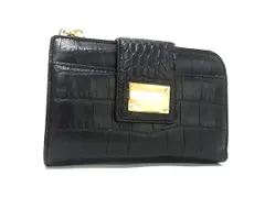 ■新品■未使用■ LEATHER JEWELS レザージュエルズ クロコダイル型押しレザー 二つ折り 財布 ウォレット 札入れ ブラック系 BR1278のサムネイル
