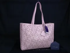 ■新品■未使用■ RALPH LAUREN ラルフローレン フラワー レザー トートバッグ ショルダー 肩掛けかばん レディース ピンク系 FV4595