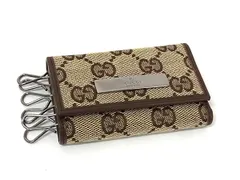 ■新品同様■ GUCCI グッチ 04565・3731 GG柄 GGキャンバス×レザー 6連 キーケース 鍵入れ レディース メンズ ベージュ系 BR1360