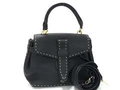 ■新品同様■ LANCEL ランセル Charlie de Lancer レザー 2WAY ハンドバッグ ショルダー クロスボディ ブラック系 GB3416