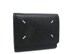 ■新品同様■ Maison Margiela メゾン マルジェラ レザー 三つ折り 財布 ウォレット 札入れ 小銭入れ カード入れ ブラック系 FS9128