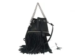 ■新品同様■ J＆M DAVIDSON ジェイアンドエムデヴィッドソン カーニバル レザー 巾着型 ショルダーバッグ 斜め掛け ブラック系 FW2154