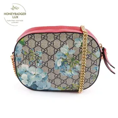 【中古】GUCCI グッチ GGブルームス PVCxレザー チェーンショルダーバッグ ブルーxベージュxレッド 546313