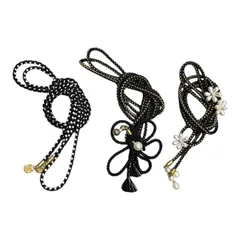 ME-A-445 新品未使用　帯締め　帯締　帯揚げ　成人式　振袖　セット　まとめ売り　レディース　浴衣　着物　洋服　和洋　ミックス　着付け　飾り　可愛い　おしゃれ　キラキラ　カジュアル　お祭り　浴衣　ハンドメイド　リメイク　練習用　SALE 黒色　ブラック