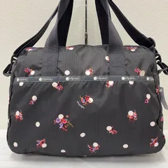 9483　LeSportsac　レスポートサック　 ボストンバッグ　2way　HARPER BAG　 CHESHIRE　チェシャー　花柄　 ドット　水玉　グレー系　ナイロン　 軽量　旅行　キャリーオン　 レディース