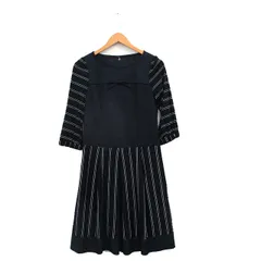 トゥービーシック TO BE CHIC ワンピース 長袖 ロング リボン コットン ストライプ 38 ネイビー 紺 /KT24