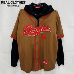 supreme ベースボールシャツパーカー XXL ブラウン／ブラック - メルカリ