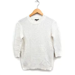 セオリー Theory コットン ニット セーター 7分袖 丸首 ウール混 S ホワイト 白 /FT34