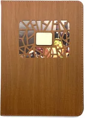 Ailenlan a4 メニューブック 木目調 メニュー表 メニューファイル 8ページ 両面利用 menu book 透明シート 料理写真16枚入 (ブラウン,  31ｘ24ｃｍ)