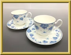 【美品】Noritake ノリタケ Studio collection スタジオコレクション 9613 カップ＆ソーサー コーヒーカップ ティーカップ 碗皿 ペア 2客セット 葡萄図 ブランド 食器 洋食器 茶器 陶磁器