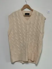 Vネックニットベスト3枚 (ネイビー、スカイブルー、アイボリー) -1枚あたり