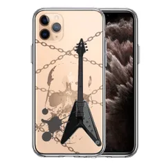 iPhone11pro ケース クリアエレキギター スカル スマホケース 側面ソフト 背面ハード ハイブリッド