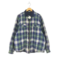 ユーズドフルギ USED古着 {{CAVENLINE LS. SPORTS}} 裏地キルティング コーデュロイ襟 チェック柄 シャツジャケット メンズ import：L 