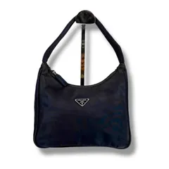 プラダ　PRADA トライアングルロゴ　アクセサリーポーチ　ミニハンドバッグ　テスートナイロン　ネイビー　紺色