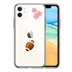 iPhone11 ケース クリア ラグビー 桜 さくら スマホケース 側面ソフト 背面ハード ハイブリッド