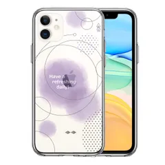 iPhone11 ケース クリア 幾何学 パープル スマホケース 側面ソフト 背面ハード ハイブリッド