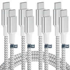 タイプc ケーブル usb c ケーブル 【1m+1m+2m+2m 4本 60W急速充電】PD3.0対応 データ転送 断線防止 高耐久ナイロン編み PD対応 iPhone 17/16/15 超高速充電 ipad air5/mini6 iPad Pro ...