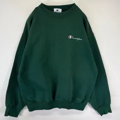 古着 90's/90年代 チャンピオン Champion USA製 スウェット トレーナー ワンポイントロゴ刺繍 大きいサイズ クルーネック XL  グリーン メンズ