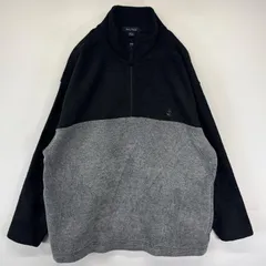 古着 ノーティカ NAUTICA ハーフジップフリースジャケット トレーナー プルオーバー  ワンポイントロゴ L  ブラック メンズ