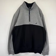 古着 ノーティカ NAUTICA スウェット ハーフジップ ワンポイントロゴ トレーナー 大きいサイズ XL  グレー メンズ
