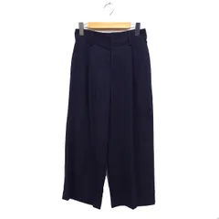 ミッシェルクラン MICHEL KLEIN ストライプ タック ワイドパンツ 36 ネイビー 紺 /FT38
