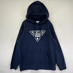 古着 コロンビア Columbia パーカー スウェット PFGロゴプリント プルオーバー  フーディ アウトドア L  ネイビー メンズ