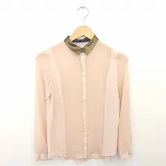 インディヴィ INDIVI タグ付き シャツ ブラウス 透け感 薄手 比翼仕立て 長袖 S ライトベージュ 茶 /TT