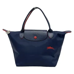 LONGCHAMP(ロンシャン) ハンドバッグ ル・プリアージュクラブ ネイビー×レッド 折りたたみ レザー