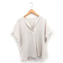 グローバルワーク GLOBAL WORK ブラウス シャツ スキッパー プルオーバー ゆったり 半袖 M ライトベージュ 薄茶 /TT