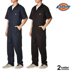 ディッキーズ カバーオール 半袖 つなぎ Dickies FLEX SHORT SLEEVE COVERALLS 33274 ブラック ダークネイビー 作業着 仕事着 パンツ ボトム 33274