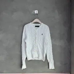 ポロラルフローレン ケーブル編み ニット カーディガン 白